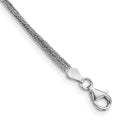 Sterling Silver Rhodium-plated 3-Strand 9 inch Plus 1 inch Extender - Total 10 inch Anklet, 9 x 2 mm