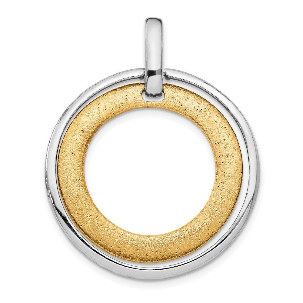 Sterling Silver Gold-tone RH and Flash 24k Plated Pendant, 37.2 mm