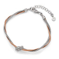 Sterling Silver Rose Gold-plated 7.5in/1in Ext Bracelet, 7.5 x 2 mm