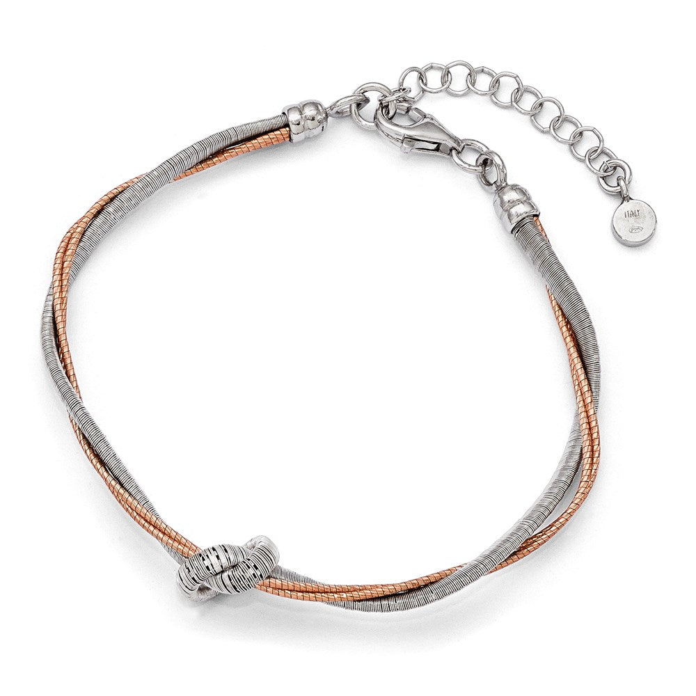 Sterling Silver Rose Gold-plated 7.5in/1in Ext Bracelet, 7.5 x 2 mm