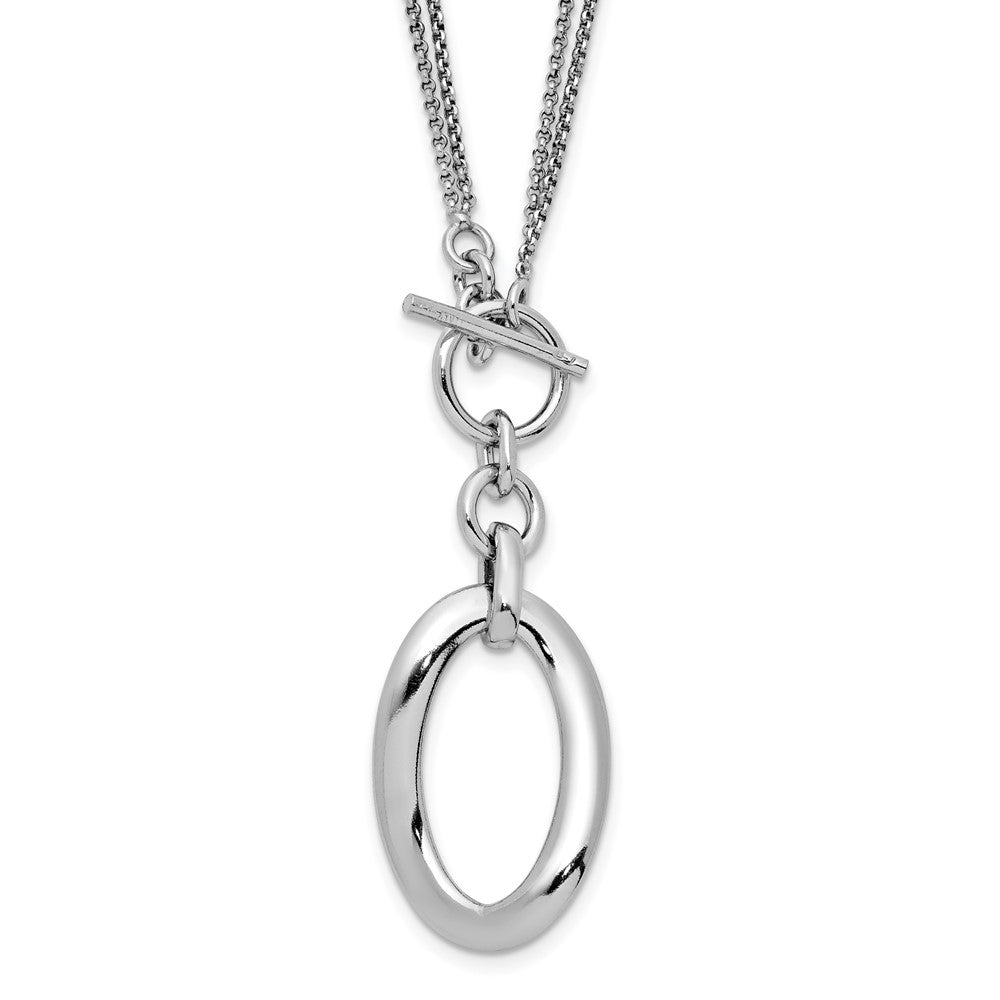 Sterling Silver RH-plat Polished Fancy 2-Strand Necklace, 17 x 1.25 mm