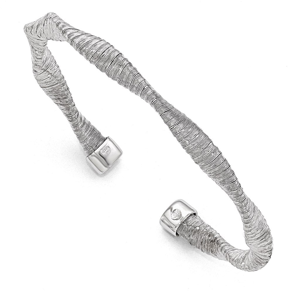 Sterling Silver Textured & Polished Twisted Cuff Bracelet, 5 mm