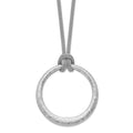 Sterling Silver RH-plated Textured Circle Pendant Necklace, 18 x 2.08 mm