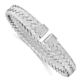 Sterling Silver RH-plated CZ Woven Flexible Cuff, 6.5 x 9.5 mm