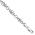 Sterling Silver Rhodium-plated Polished/Textured Bracelet, 7.5 x 2.5 mm