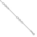 Sterling Silver Rhodium-plated Link 9 inch Plus 0.5 inch Extender - Total 9.5 inch Anklet, 9 x 1 mm