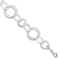 Sterling Silver Rhodium-plated Polished and Brushed Link Bracelet, 8 x 0.5 mm