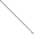 Sterling Silver Rhodium-plated Rope 10.5 inch Plus 1 inch Extender - Total 11.5 inch Anklet, 10.5 x 3 mm