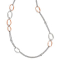 Sterling Silver RH/Rose-plat Scratch-finish 2-Chain Necklace, 31.5 mm