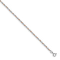 Sterling Silver Rose Flash-plated Beaded  9 inch Plus 1 inch Extender - Total 10 inch Anklet, 9 x 3 mm
