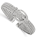 Sterling Silver CZ Woven Flexible Cuff Bangle, 11.8 mm