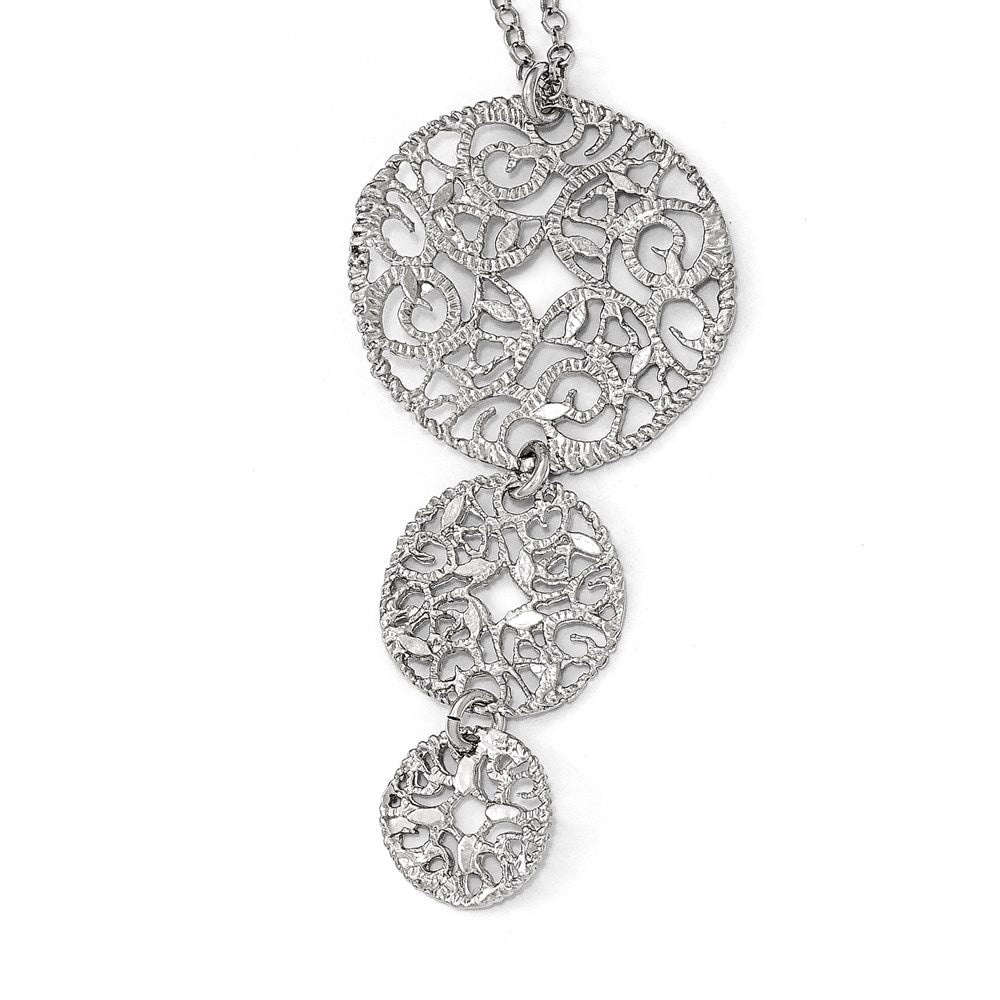 Sterling Silver Textured w/1.5in ext. Necklace, 17 mm