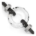 Sterling Silver Blk-plated Crystal Bracelet w/1in ext., 6.5 mm