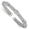 Sterling Silver Rhodium-plated CZ Woven Flexible Cuff, 7.25 x 6.3 mm