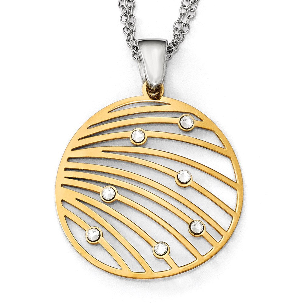 Sterling Silver Gold-tone CZ w/2in ext. Necklace, 16 mm