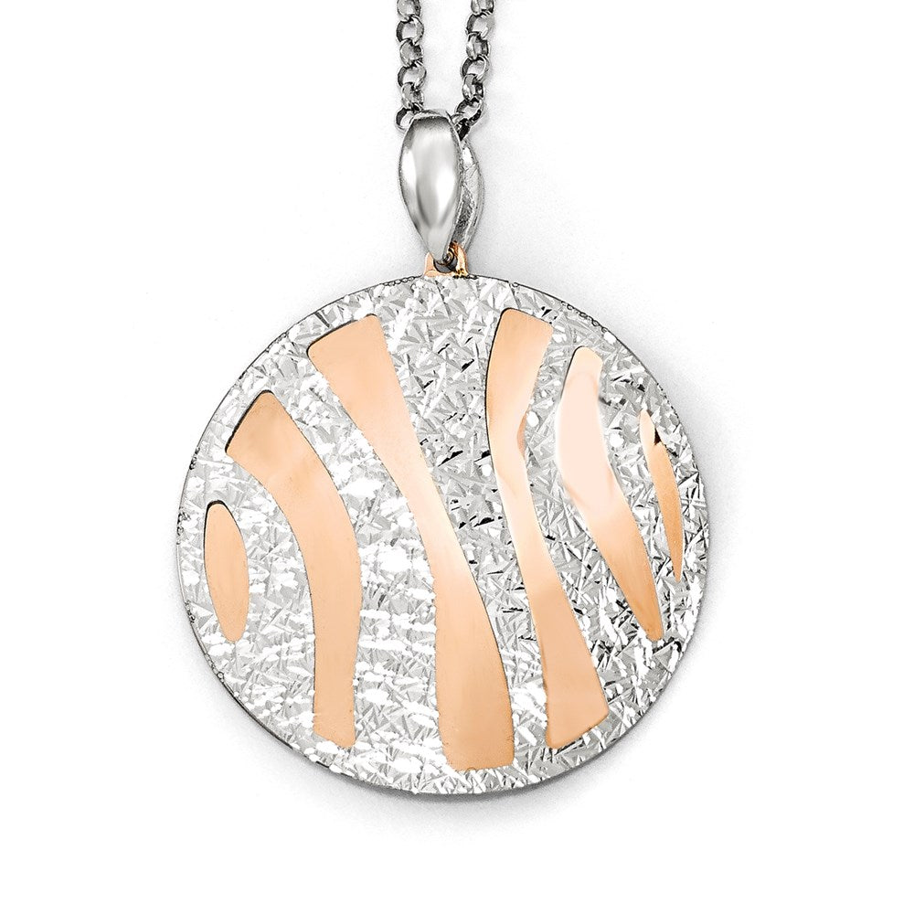 Sterling Silver Rose-tone D/C w/2in ext. Necklace, 16 mm