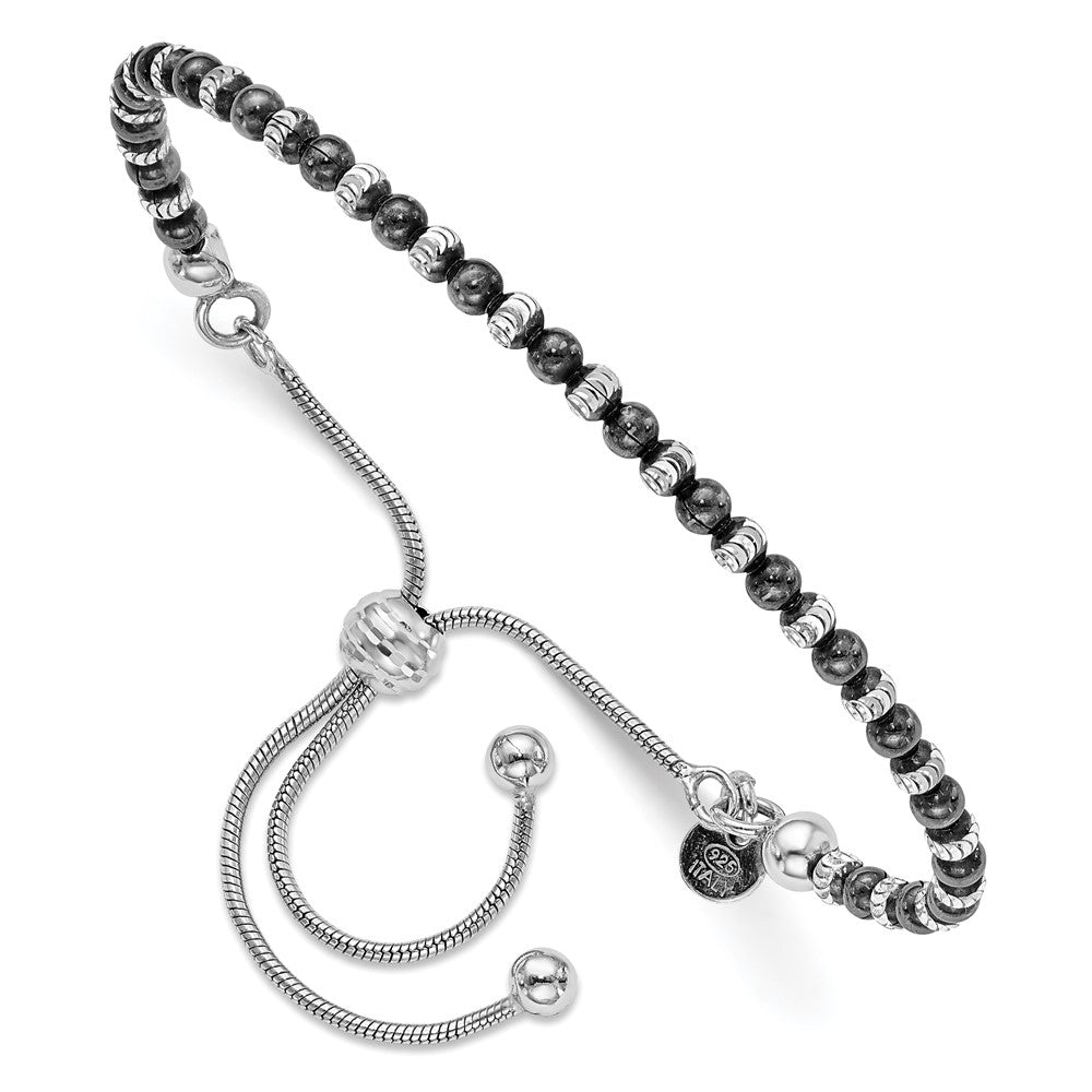 Sterling Silver Ruthenium-plated D/C Adjustable Bracelet, 3 mm