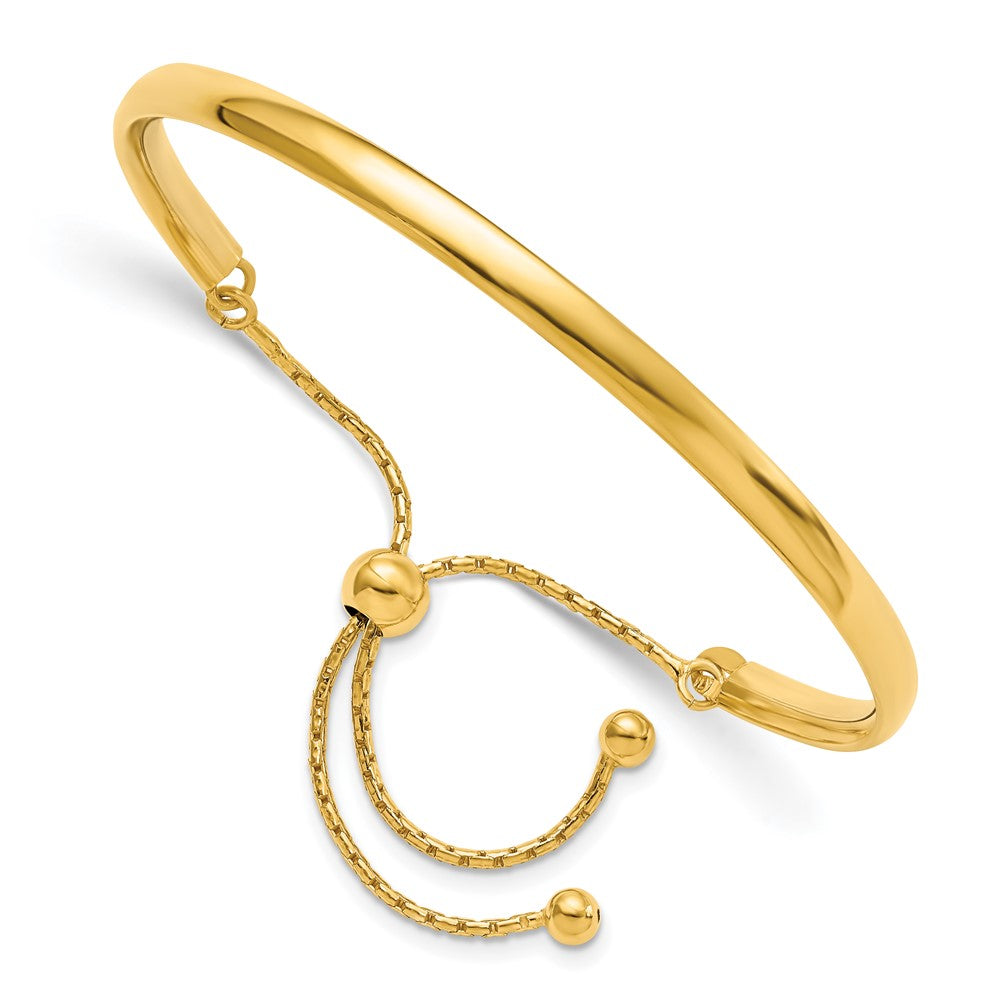 Sterling Silver Gold-plated Polished Adjustable Bangle, 4 mm