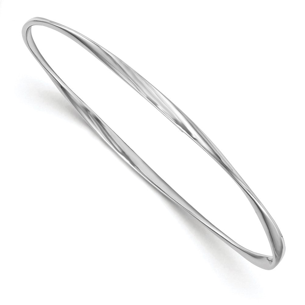 Sterling Silver RH-plated Polished Twisted Bangle, 8 x 3 mm