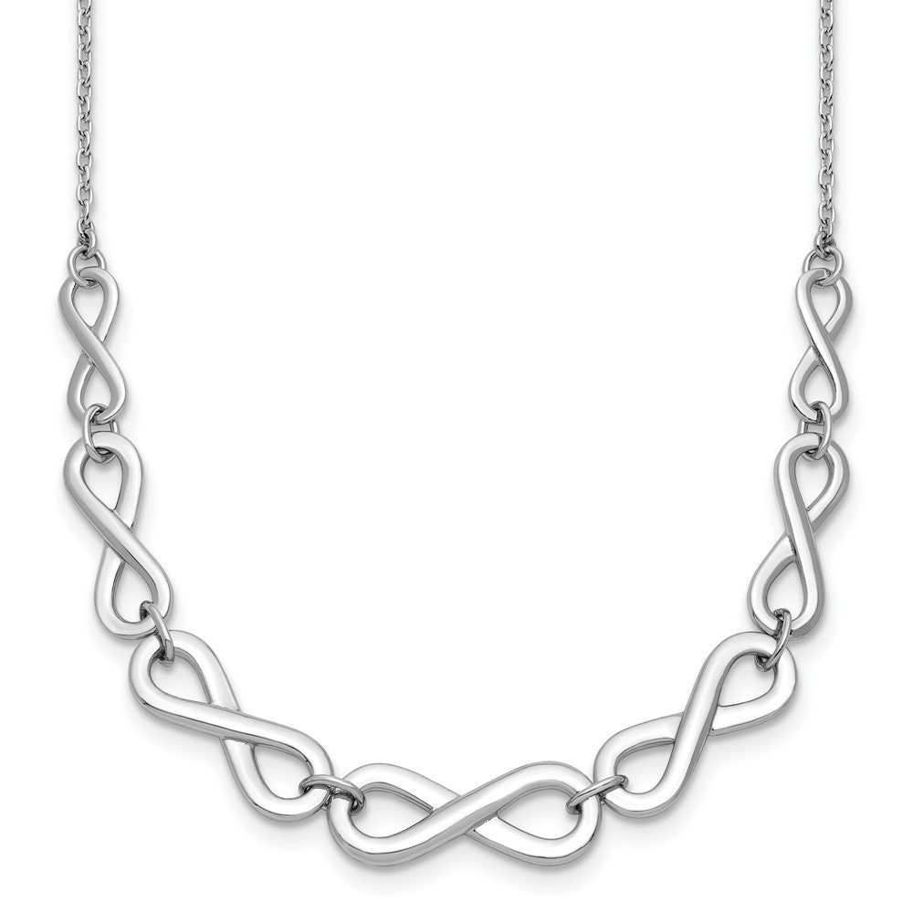 Sterling Silver RH-plat Polished Infinity w/2in ext. Necklace, 18 mm
