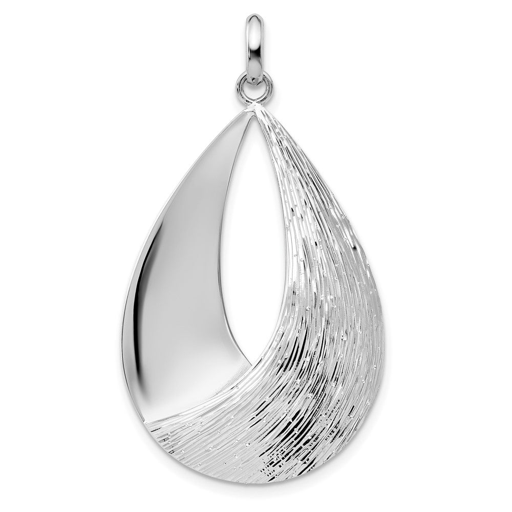 Sterling Silver Radiant Esse RH-plat Polish/Textured Pendant, 42.75 mm