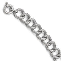 Sterling Silver Polished Textured Bracelet- Fancy Spring Ring, 7.75 mm