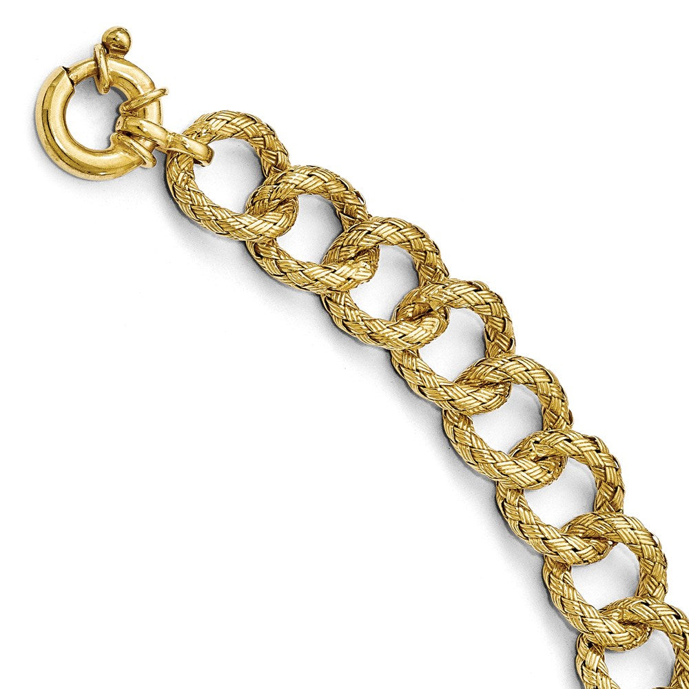 Sterling Silver Gold-plated Polished Textured Bracelet- Fancy Spri, 7.75 mm