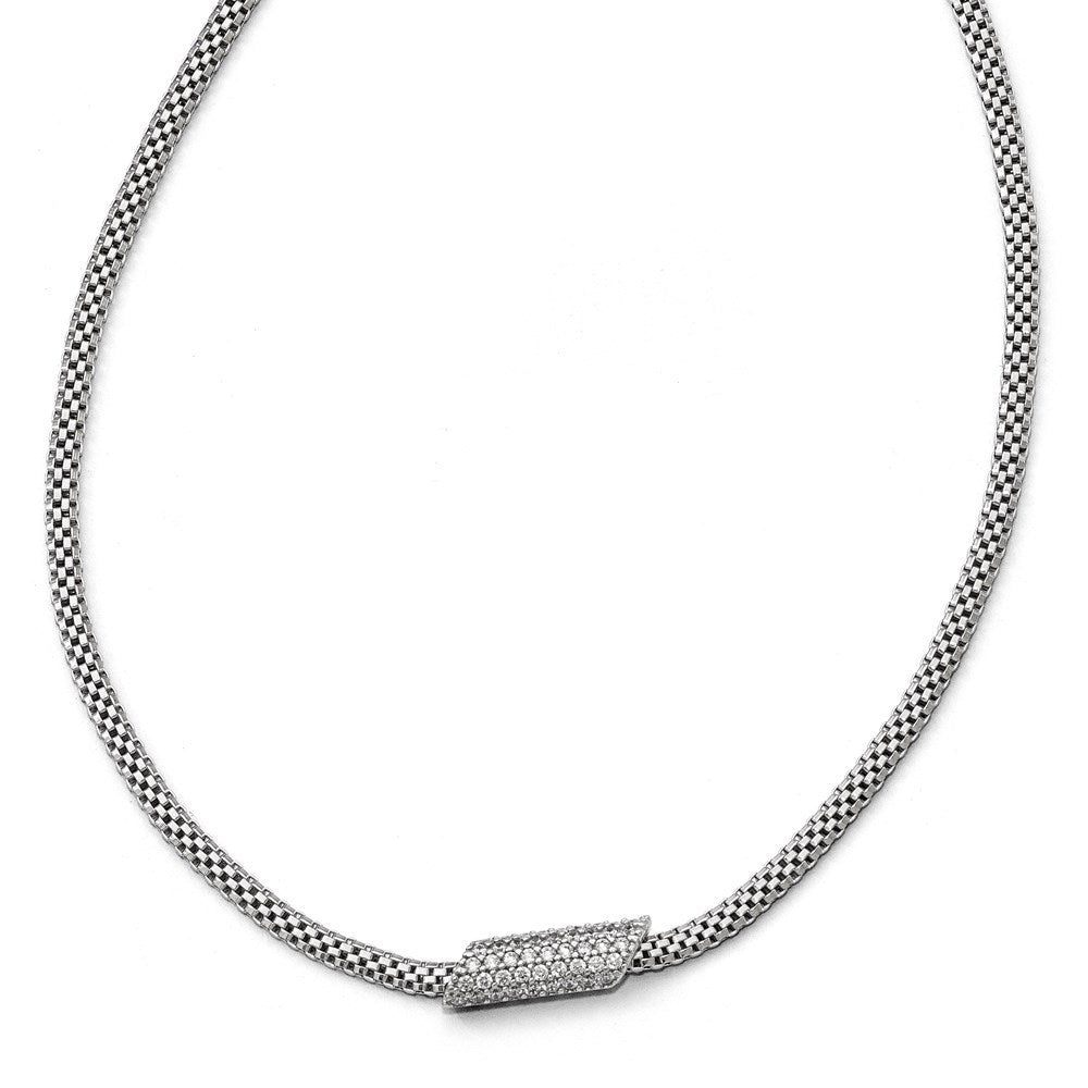 Sterling Silver Rhodium-plated CZ with 2in ext. Necklace, 16 mm