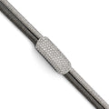 Sterling Silver Ruthenium-plated CZ with 1.5in ext. Bracelet, 7 mm