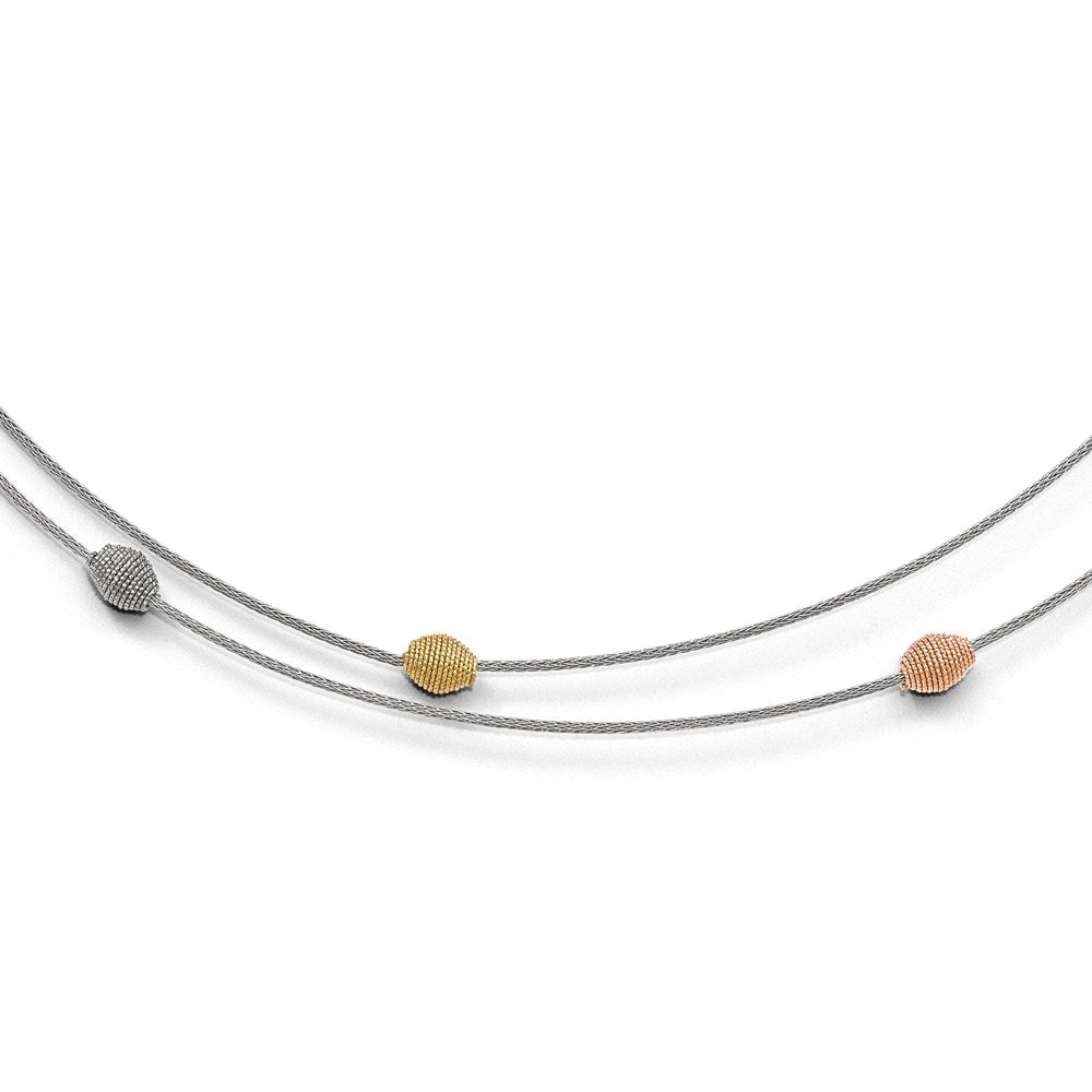 Sterling Silver Yellow & Rose-tone Mesh w/1in ext. Necklace, 16.5 mm