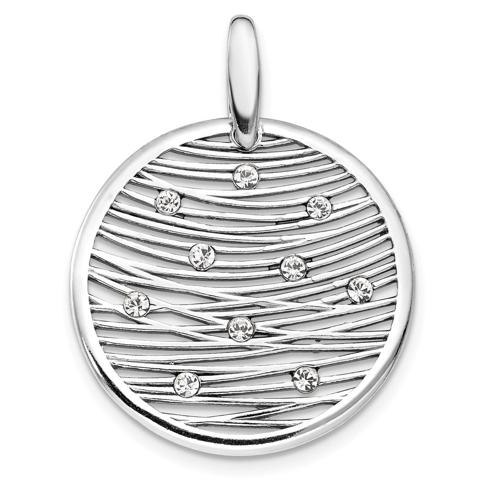 Sterling Silver RH-plated Polished Preciosa Crystal Pendant, 30 mm