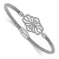 Sterling Silver Polished Textured CZ Bracelet, 7.5 mm