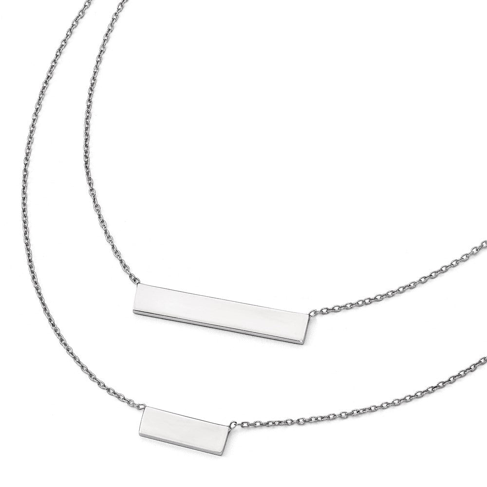 Sterling Silver RH-plated Polished Double Bar Necklace, 16 mm