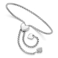 Sterling Silver RH-plated Round Rectangle Box Heart Adj. Bracelet, 9 x 1.75 mm