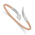 Sterling Silver Rose Rhodium-plated Flexible Bangle, 7.25 x 3.5 mm