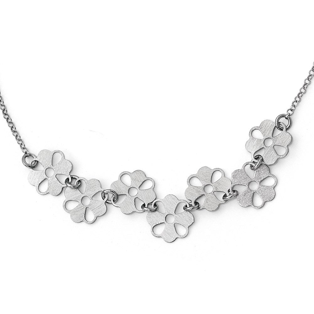 Sterling Silver Brushed Flower Necklace, 19 mm