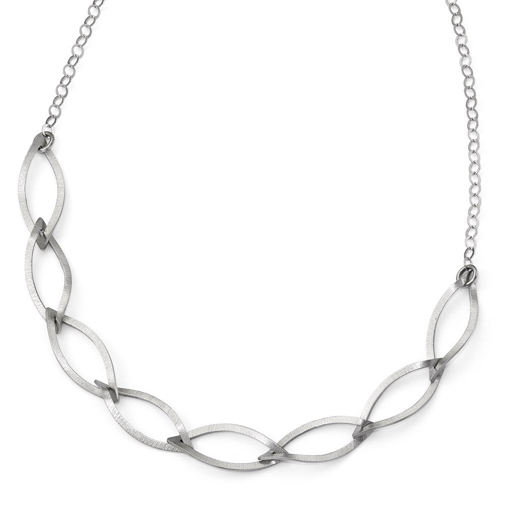 Sterling Silver Brushed w/ 2in ext. Necklace, 18.5 mm