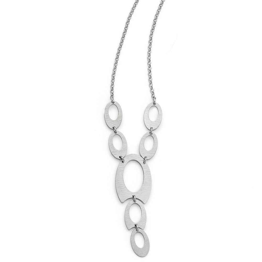Sterling Silver Brushed w/ 1.5in ext. Necklace, 16.5 mm