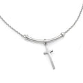 Sterling Silver RH-plated Polished Cross w/1in ext. Necklace, 17 mm