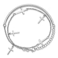 Sterling Silver RH-plt Polished Crosses w/2in ext. Wrap Bracelet, 13 x 3 mm