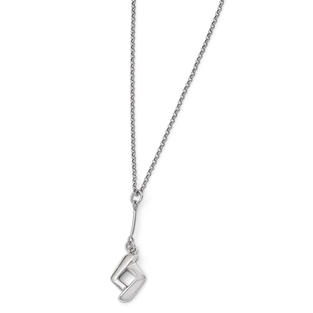 Sterling Silver Polished w/1in ext. Necklace, 17 mm