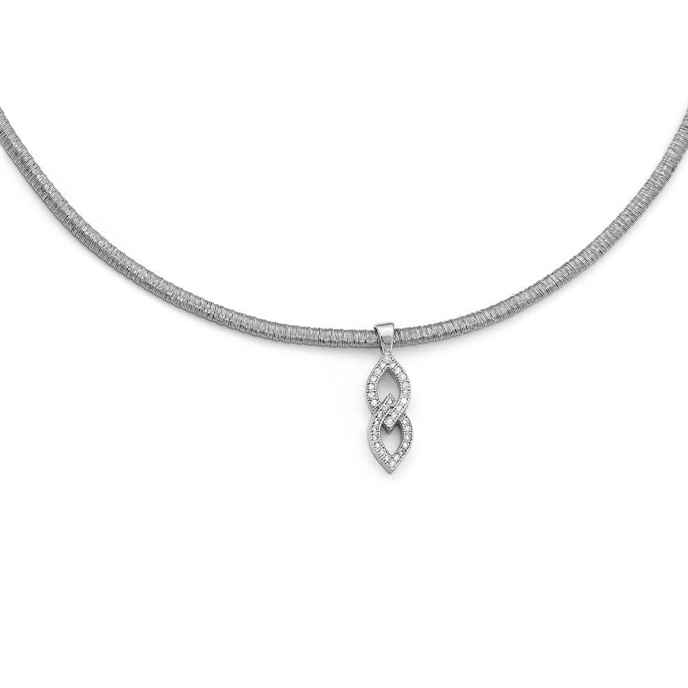 Sterling Silver CZ w/2in ext. Necklace, 17 mm