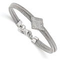 Sterling Silver CZ w/1in ext. Bracelet, 7 x 6 mm