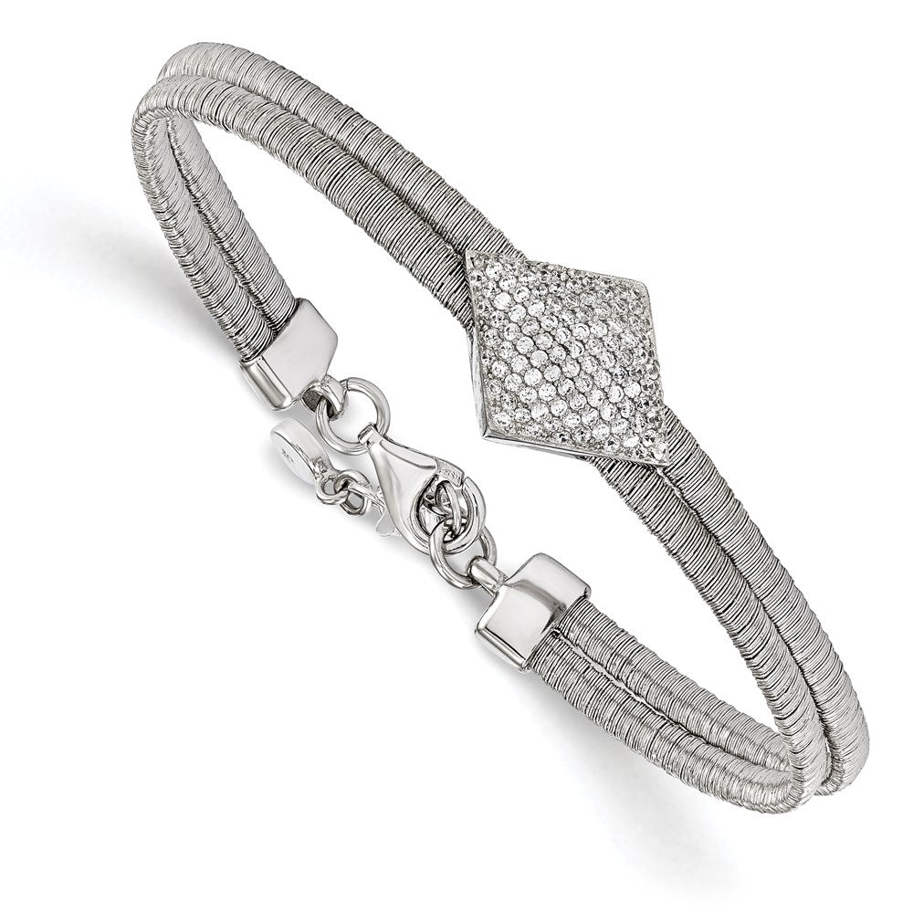 Sterling Silver CZ w/1in ext. Bracelet, 7 x 6 mm