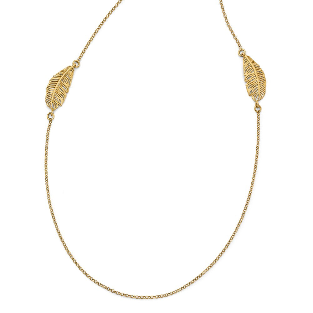 Sterling Silver Gold-plated Leaf w/1.5in ext. Necklace, 36 mm