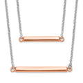 Sterling Silver RH-plt Fancy  Rose-tone Bar w/2in ext. Necklace, 16 mm