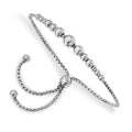 Sterling Silver Rhodium-plated Beaded Adjustable Bracelet, 9 x 6 mm