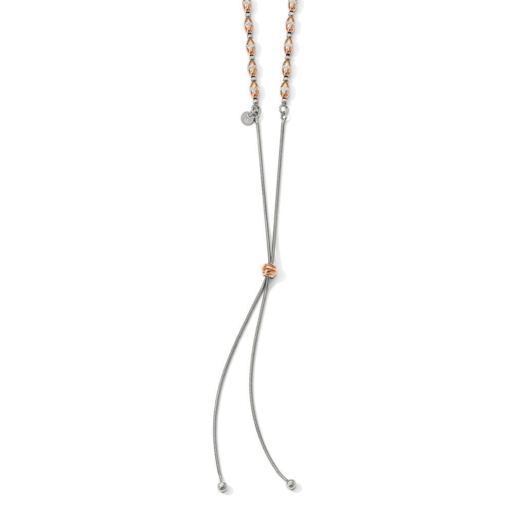 Sterling Silver Rose Gold-plated D/C Adjustable Necklace, 28 mm