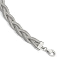 Sterling Silver Rhodium-plated Braided with 1in ext. Bracelet, 7 x 9 mm