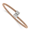Sterling Silver Rose Gold-tone Bangle, 7 x 3.5 mm